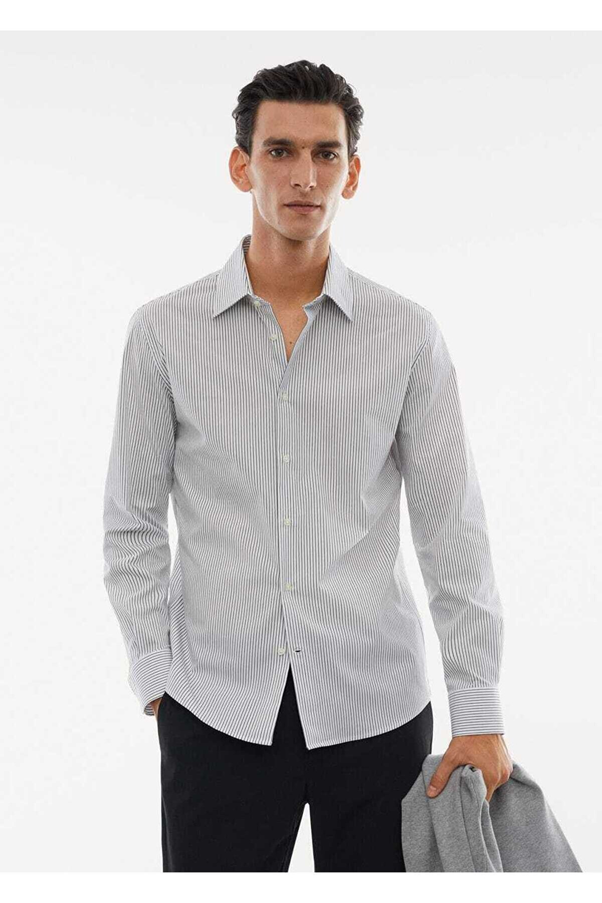 Comfortable Cut Cotton Shirt With Pockets Белый 